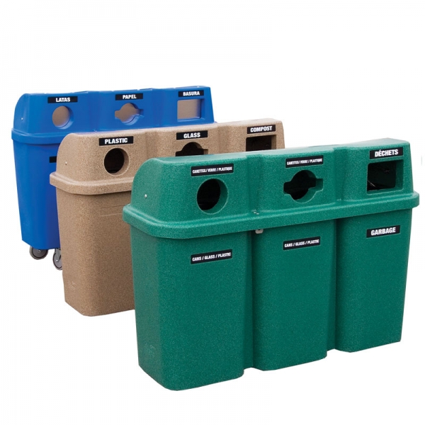 Poubelle station recyclage recycling station bin 575trio nova mobilier 1