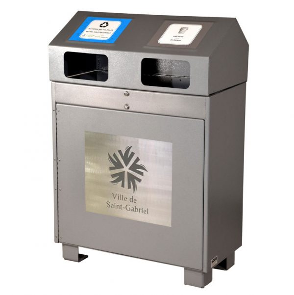 Station déchets recyclage poubelle waste recycling bin receptacle container duo al100 nova mobilier web 2