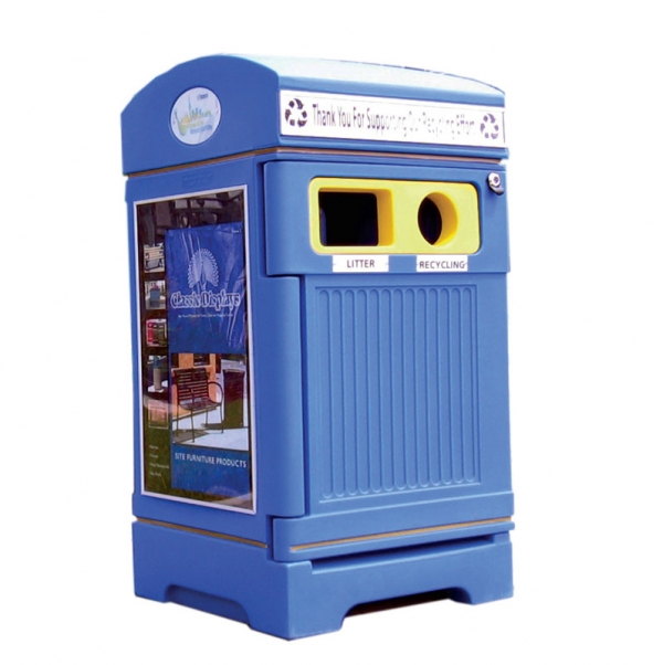 Station poubelle recyclage multi streams recycling container receptacle bin Nova Mobilier PHOENIX DUO 1 web